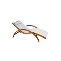 chaise longue - transat miliboo chaise longue bain de soleil blanc cassé et bois massif biarritz