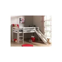 lit enfant terre de nuit lit mezzanine blanc avec toboggan 90x200