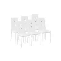 chaise tectake lot de 6 chaises avec strass - blanc