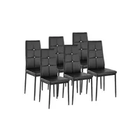 chaise tectake lot de 6 chaises avec strass - noir