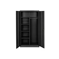 armoire de bureau tectake vestiaire métallique comprenant 6 casiers et 1 penderie intégrée - noir - 90 cm