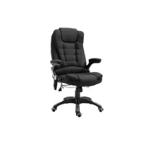 fauteuil de relaxation homcom fauteuil de bureau direction massant chauffant hauteur réglable dossier inclinable toile de lin noir