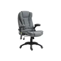 fauteuil de relaxation homcom fauteuil de bureau direction massant chauffant hauteur réglable dossier inclinable toile de lin gris chiné