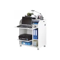 bureau droit beaux meubles pas chers bureau informatique blanc à roulettes - zonk pow 400 - l 79.2 x l 53.2 x h 93.8 cm