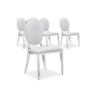 chaise non renseigné chaise médaillon effet miroir et simili blanc louis xvi - lot de 4