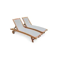 chaise longue - transat sweeek 2 bains de soleil marbella eucalyptus textilène - alice's garden