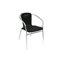 chaise de jardin bolero fauteuils en rotin noir et aluminium empilables - x 4 - 850