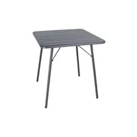 table de jardin bolero table à lattes carrée en acier 700 mm grise
