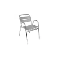 fauteuil de jardin bolero fauteuils empilables en aluminium avec accoudoir - lot de 4 - - aluminium 600x495x780mm