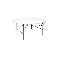 table de jardin bolero table ronde pliable au centre blanche 1530 mm -