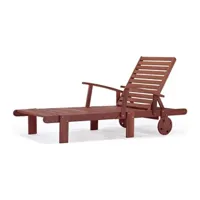 chaise longue - transat habitat et jardin bain de soleil pliant en bois exotique tokyo - mahogany- marron acajou
