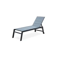 chaise longue - transat sweeek bain de soleil - solis - transat textilène et aluminium 6 positions structure gris anthracite textilène gris