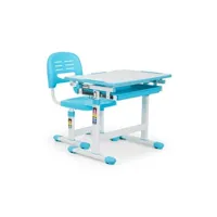 fauteuil de bureau oneconcept tommi set bureau pour enfant table & chaise hauteur réglable - bleu