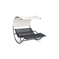 chaise longue - transat blumfeldt chaise longue à bascule - the big easy - transat - 2 personnes - bain de soleil - 350kg max. - imperméable - anti uv - tubes d'acier - toile de