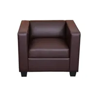 fauteuil de salon mendler fauteuil club / lounge lille, 86x75x70cm, simili-cuir, café