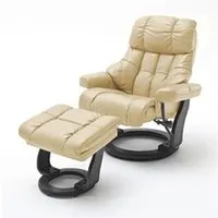 fauteuil de relaxation pegane fauteuil relax en cuir coloris crème / noir - 97 x 110 x 92 cm --