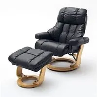 fauteuil de relaxation pegane fauteuil relax en cuir coloris noir / naturel - 97 x 110 x 92 cm --