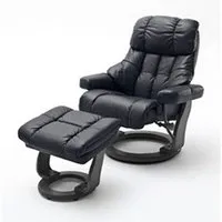 fauteuil de relaxation pegane fauteuil relax en cuir coloris noir - 97 x 110 x 92 cm --