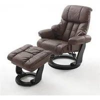 fauteuil de relaxation pegane fauteuil relax en cuir marron et noir avec tabouret - 90 x 104 x 91 cm --