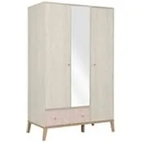 armoire generique armoire enfant 3 portes 1 tiroir en bois imitation chêne blanchi - ar5058