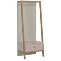 armoire generique armoire enfant portant à vêtements 1 tiroir en bois imitation chêne blanchi - po5058
