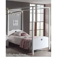 lit enfant non renseigné lit à baldaquin 90x200 cm avec sommier bois laqué blanc cour