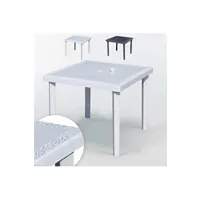 - 12 tables carrées en poly-rotin 90x90 grand soleil gruvyer, couleur: blanc