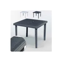 - 12 tables carrées en poly-rotin 90x90 grand soleil gruvyer, couleur: noir