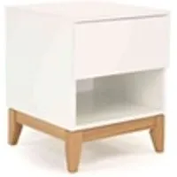 table de chevet terre de nuit chevet 1 tiroir 1 niche en bois massif blanc - ch0025