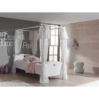 lit 1 place non renseigné lit à baldaquin 90x200 cm avec voile bois laqué blanc cour