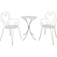 table de jardin generique set table de jardin romantique en fer forgé 60 cm + 2 fauteuils - blanc