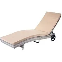 chaise longue - transat mendler chaise longue hwc-d80 en polyrotin gris, coussin beige