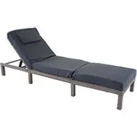 chaise longue - transat mendler chaise longue hwc-a51, en polyrotin premium gris, coussin gris foncé