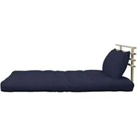 futon karup matelas futon et tête de lit bois massif naturel shin sano 140x200 bleu marine