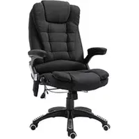 fauteuil de relaxation homcom fauteuil de bureau direction massant chauffant hauteur réglable dossier inclinable toile de lin noir