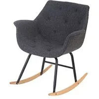 fauteuil à bascule malmö t820, rocking-chair, fauteuil de relaxation tissu, gris