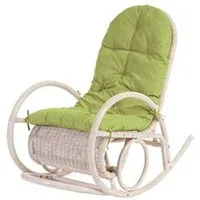 chaise mendler fauteuil à bascule esmeraldas en rotin blanc rembourrage vert