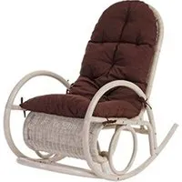 fauteuil à bascule esmeraldas en rotin blanc rembourrage marron