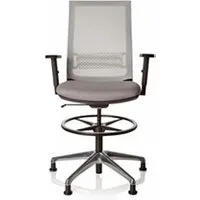 tabouret bas hjh office tabouret de travail / chaise de comptoir top work 99 tissu maille gris