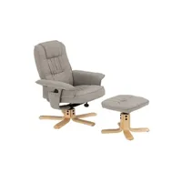 fauteuil de relaxation idimex fauteuil de relaxation charly avec repose-pieds pouf siège pivotant dossier inclinable assise rembourrée relax, en tissu gris