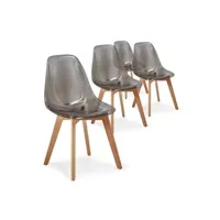 chaise non renseigné chaise scandinave plexiglass gris fumé et naturel oxy - lot de 4