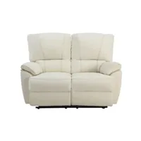 fauteuil de relaxation vente-unique canapé 2 places relax électrique en cuir marcis - ivoire