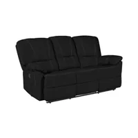 fauteuil de relaxation vente-unique canapé 3 places relax électrique en cuir marcis - noir