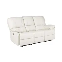 fauteuil de relaxation vente-unique canapé 3 places relax électrique en cuir marcis - ivoire