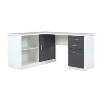 bureau d'angle vente-unique bureau d'angle norwy - 2 portes & 2 tiroirs - blanc & gris