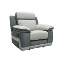fauteuil de relaxation vente-unique fauteuil relax en microfibre gris clair et bandes anthracites talca