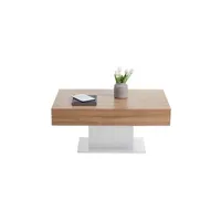 table basse maison et styles table basse avec 2 tiroirs 100x65x46,6 cm chêne et blanc