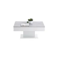 table basse maison et styles table basse avec rangements 100x65x46 cm gris béton et blanc