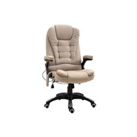 fauteuil de relaxation homcom fauteuil de bureau direction massant chauffant hauteur réglable dossier inclinable toile de lin beige