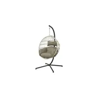 fauteuil de jardin jardideco chaise suspendue en corde palanga gris -